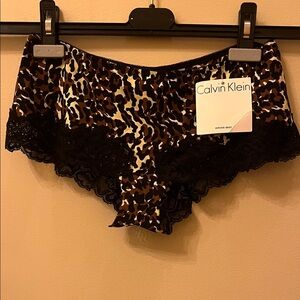 Calvin Klein Animal Print Lace Trim Panties- New